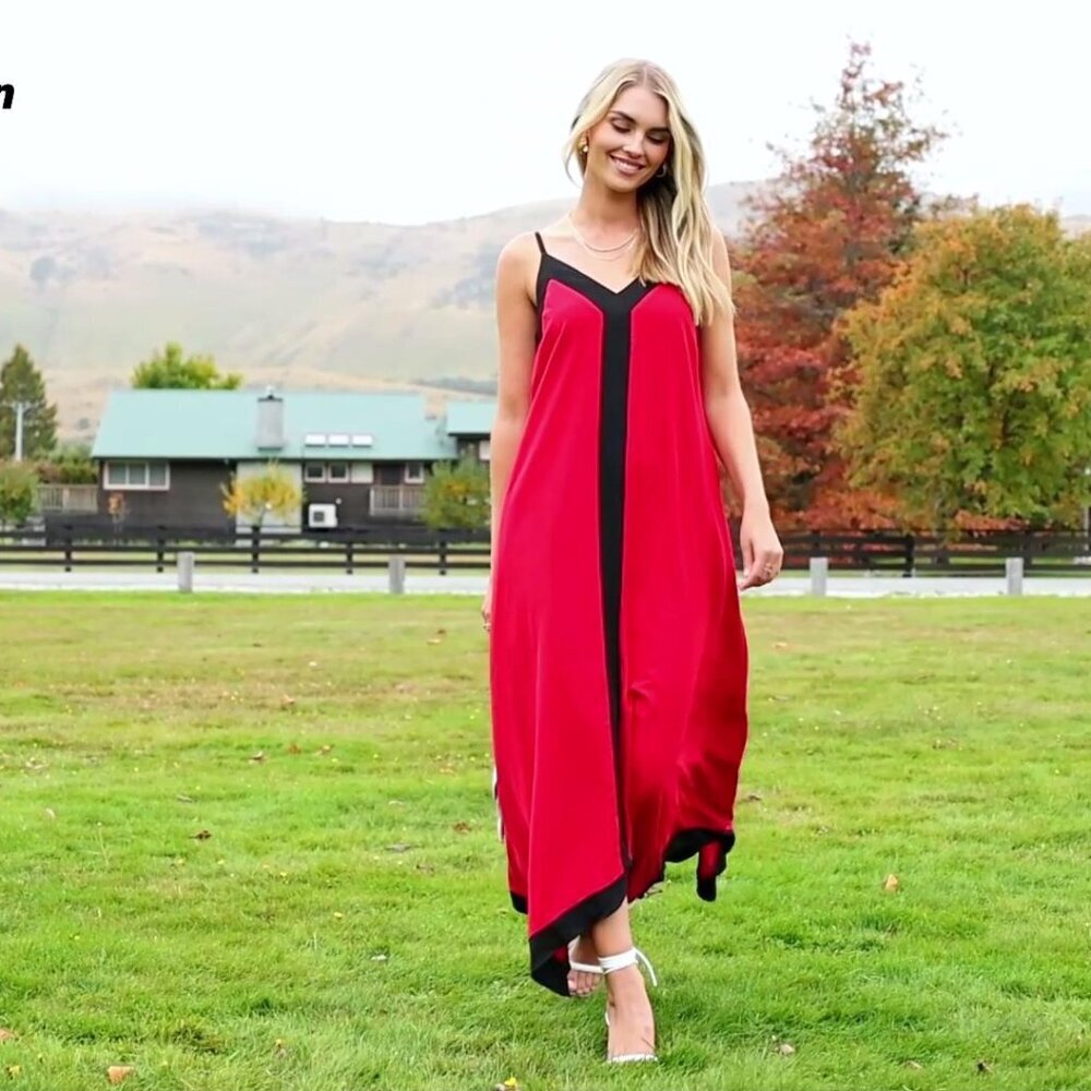 Maxi Sundress V Neck Spaghetti Strap Flowy Elegant Party Beach Vacation - Picture 8 of 8